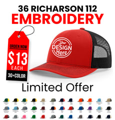 36 Richardson Embroidered Hats for $13.00 Each